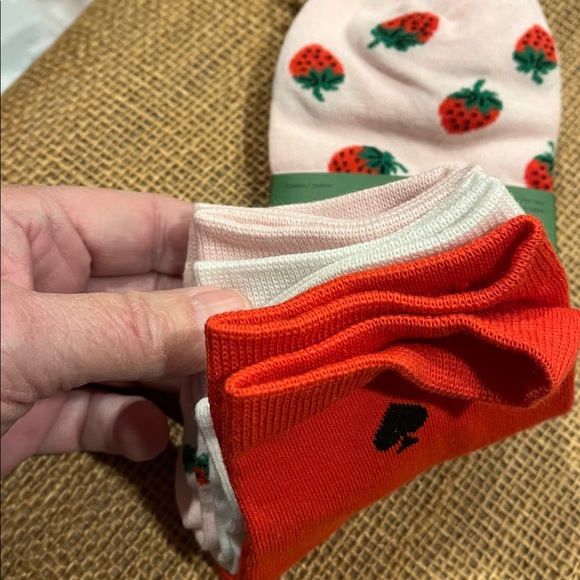 Kate Spade Pink Socks with Strawberry Design - Picture 3 of 3